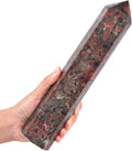 JIC Gem Large Brazilian Red Agate Crystal Tower Natural Red Healing Crystal Point Wand Obelisk 6 Faceted Reiki Chakra Meditation Therapy Home Decor Crystal Gift 3.0-3.5 Lbs