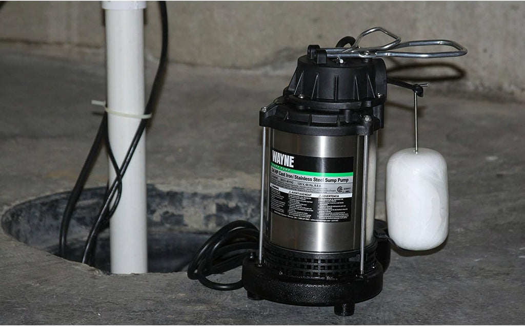 WAYNE - 1 HP Submersible Cast Iron and Stainless Steel Sump Pump with Integrated Vertical Float Switch - 6,100 Gallons Per Hour - Heavy Duty Basement Sump Pump