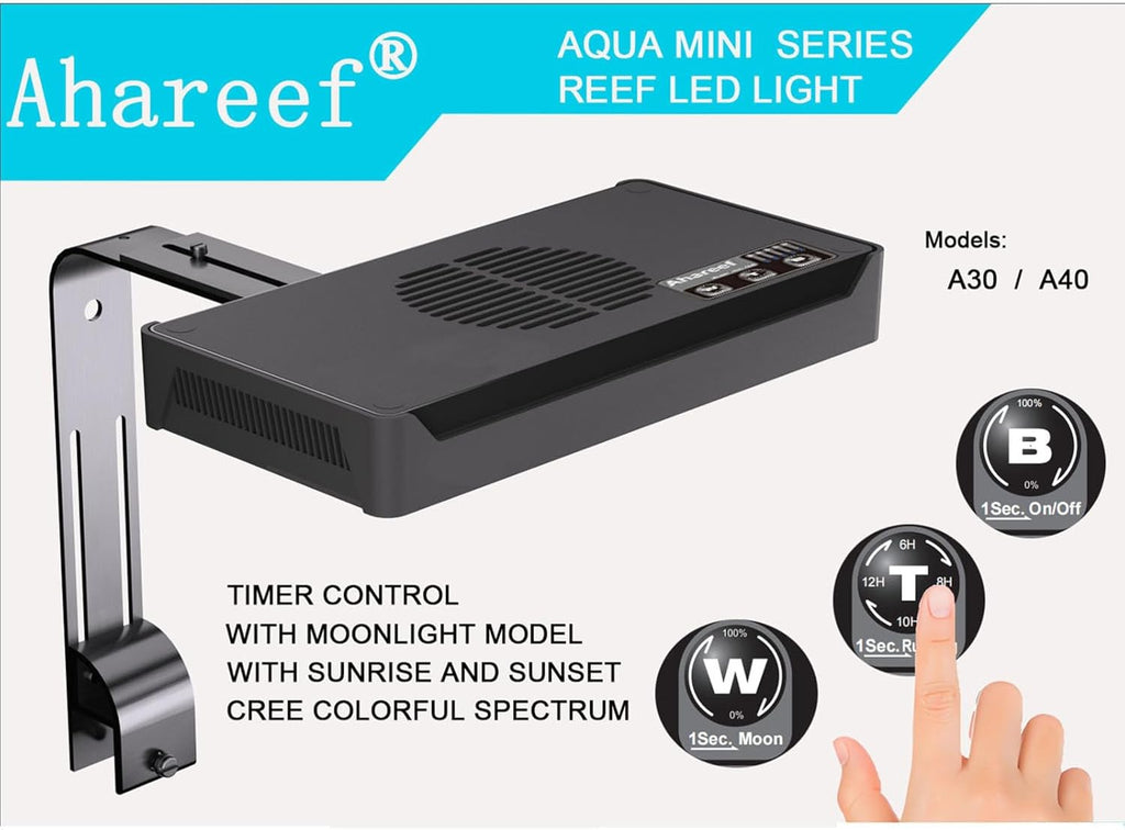 35W Full Spectrum Reef LED Light for SPS/LPS Corals – Dimmable Aquarium Light with Sunrise, Sunset & Moonlight Modes – Perfect for Saltwater & Nano Reef Tanks (10-24 Inch, up to 40 Gallons)