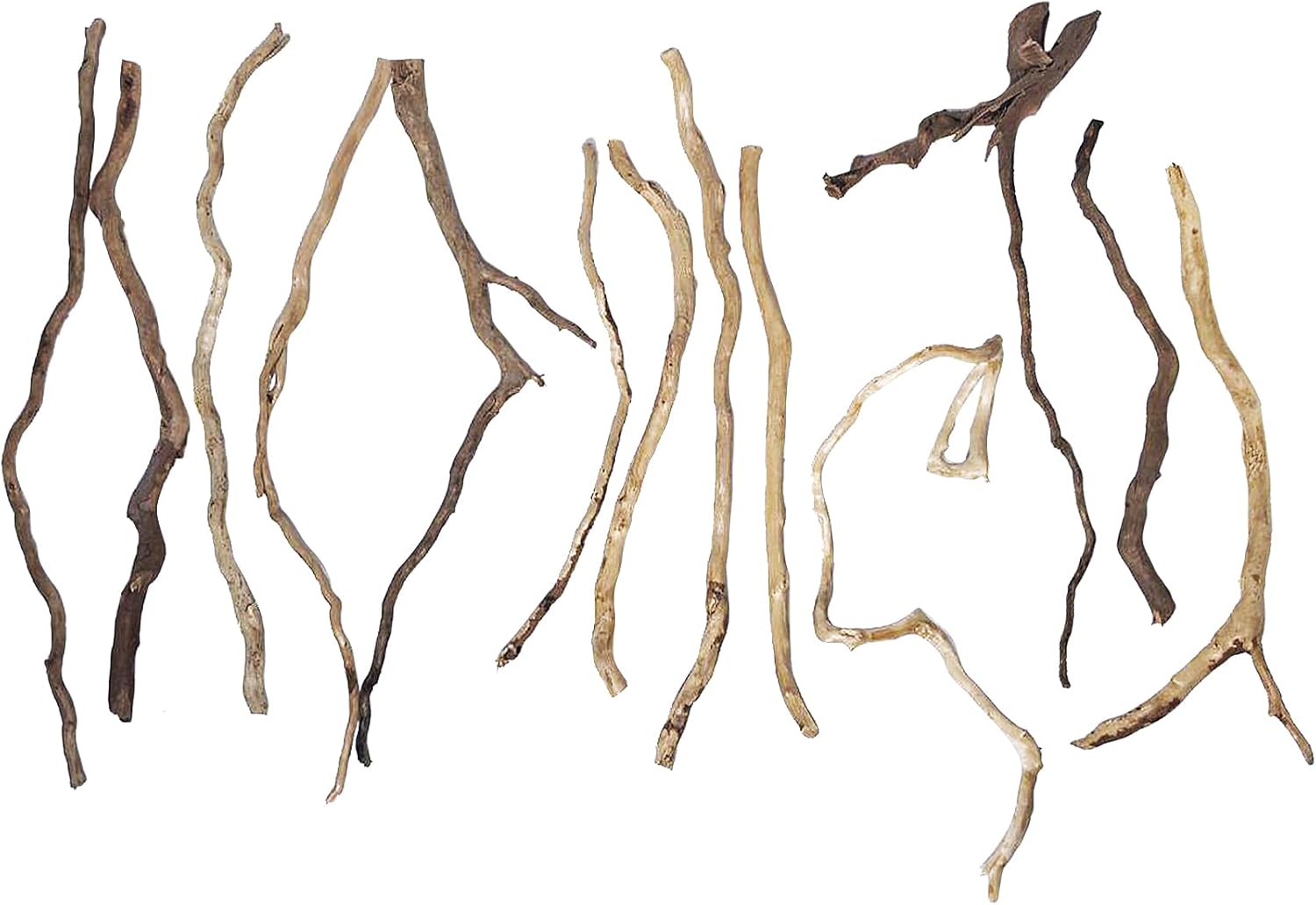 Hamiledyi Natural Driftwood for Aquarium Decor - Red Moor Wood 10"-15" Long Assorted Shapes (200g) Safe Branches for Fish Tank & Reptile Habitat - Natural Aquarium Wood Decorations (Delicate branches)