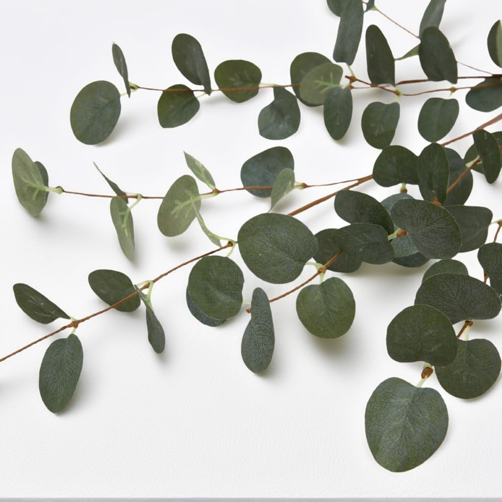6 Pcs 27" Eucalyptus Stems Greenery Stems Eucalyptus Leaf Spray in Green Silk Plastic Plants Floral Artificial Plants for Home Party Wedding Decoration(Dark Green)