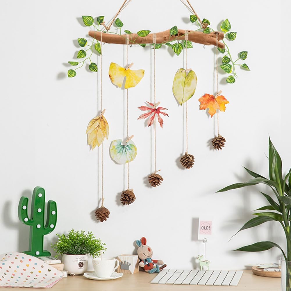 2Pcs 15.74 Inch Driftwood Decorative Branches with 5 Hooks, Rustic Wall Hanging Decor for Hanging Jewelry, Keys, Hats(COLOR:1Pc)