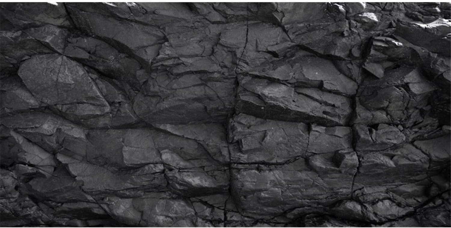 AWERT 48x20 inches Stone Aquarium Background Black Rock Fish Tank Background Rocky Terrarium Background Vinyl