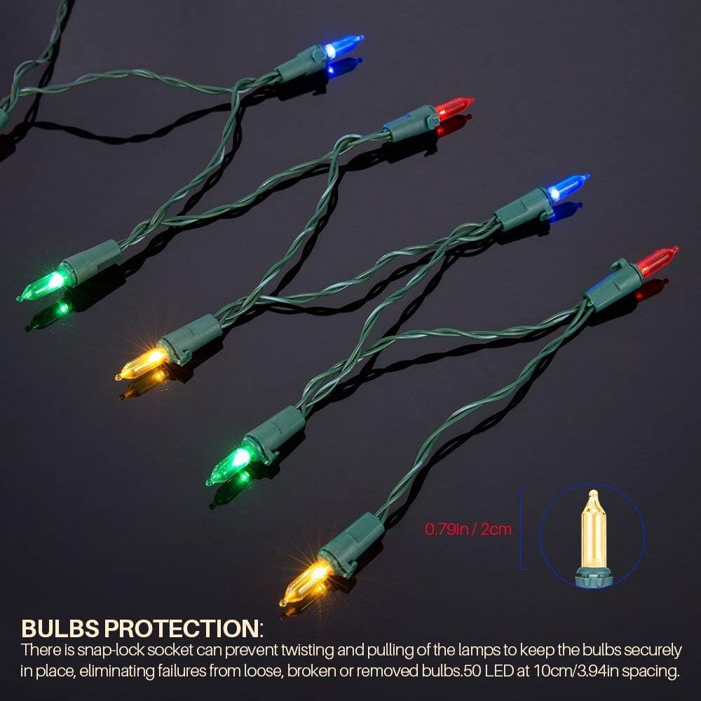Christmas Lights - Battery Operated String Lights 50 LED String Lights Mini Lights with Auto-Timer and 8 Lighting Modes for Christmas Wreath Party Wedding Garden Home Decoration, Multicolor 2Pack