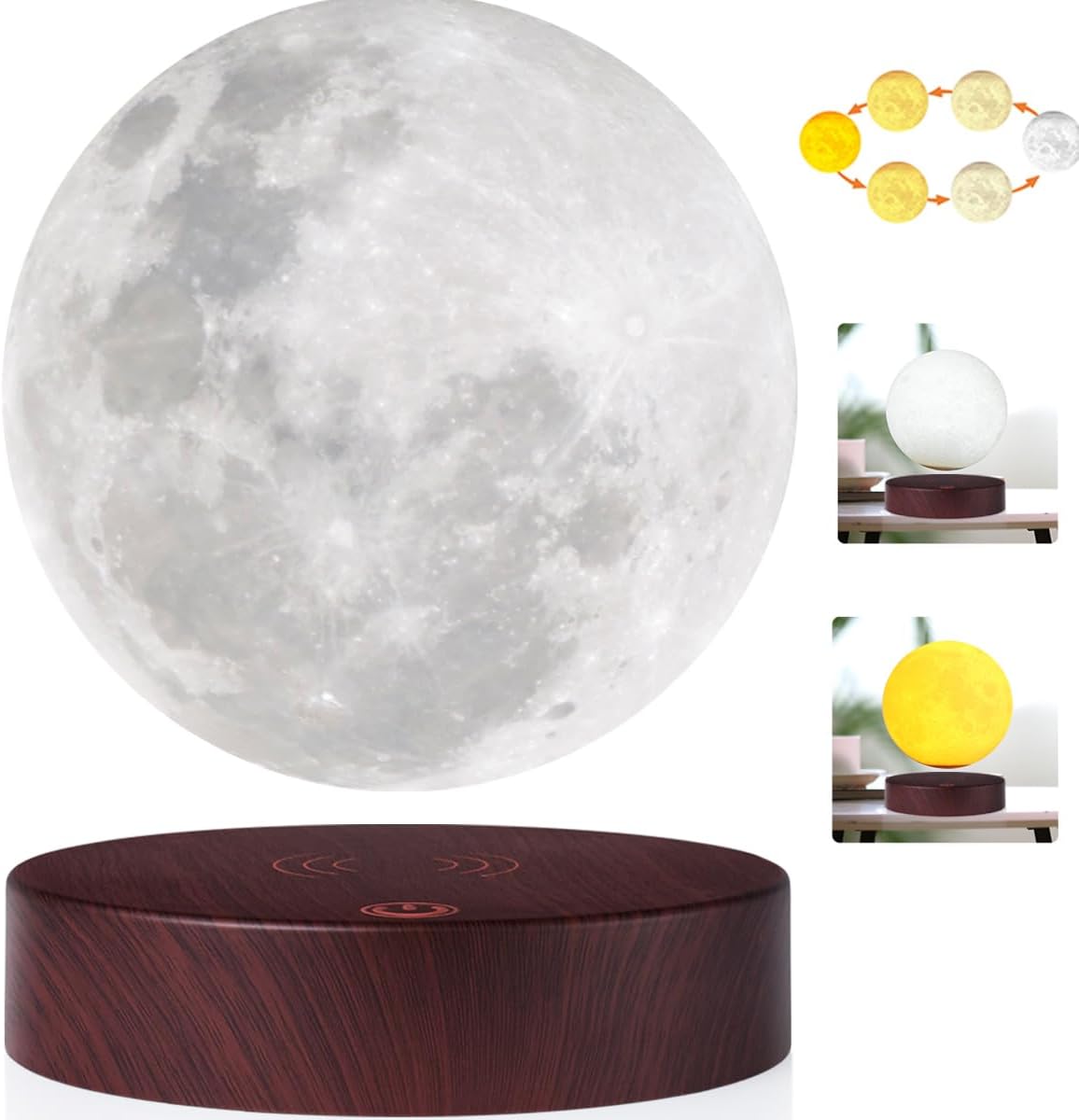 VGAzer Magnetic Levitating Moon Lamp Night Light Floating and Spinning in Air Freely with LED Lights for Home,Office Decor,Unique Holiday Gifts,Night Light