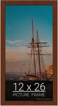 wallsthatspeak 12x26 Dark Walnut Rustic Pine Picture Frame for Puzzles Posters Photos or Artwork