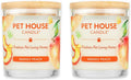 One Fur All Pet House Candle 2 Pack - Plant-Based/Soy - Clean Burning Scented, Long Lasting Pet Odor Candle for Home - Mango Peach