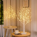 Lighted Trees for Indoor Decor, 24”2FT White Birch Tree with 144 LED Lights, Lighted up Tree Lamp USB/Battery Powered Timer, Artificial Trees for Table Home Christmas Decor (2)