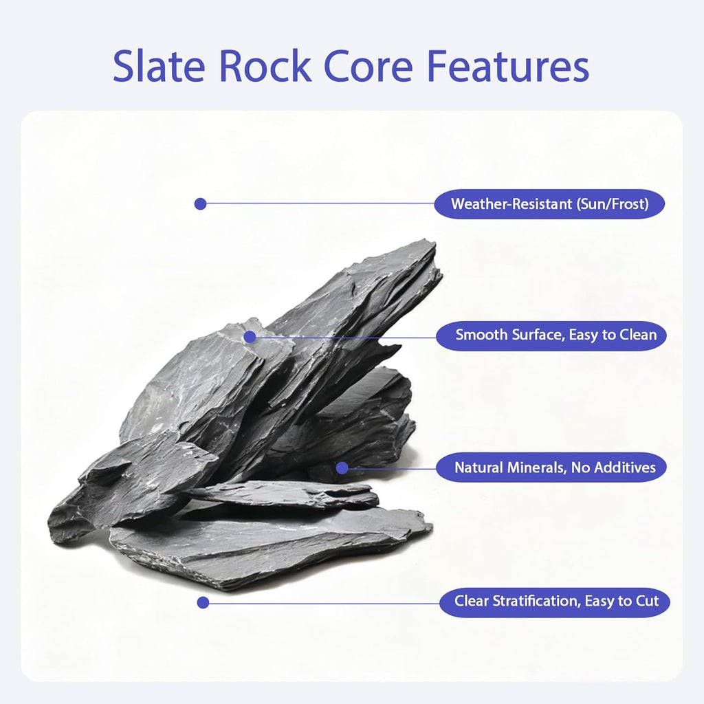 Natural Slate Rocks 2-4 Inches Fish Tank Rocks 5lb Aquascaping Stones for Aquarium Terrarium Reptile Habitat Decoration Vivariums Paludariums Bonsai Miniature Fairy Gardens