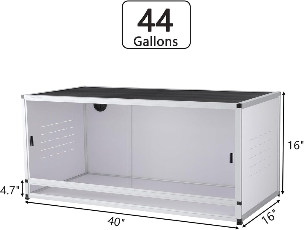 PVC Reptile Enclosure 40x16x16'' Large Reptile Terrarium Habitat Tank for Bearded Dragon Gecko Lizard Snake, 44 Gallon Wide Breeding Lounge Vivarium Area with Sliding Doors Lock
