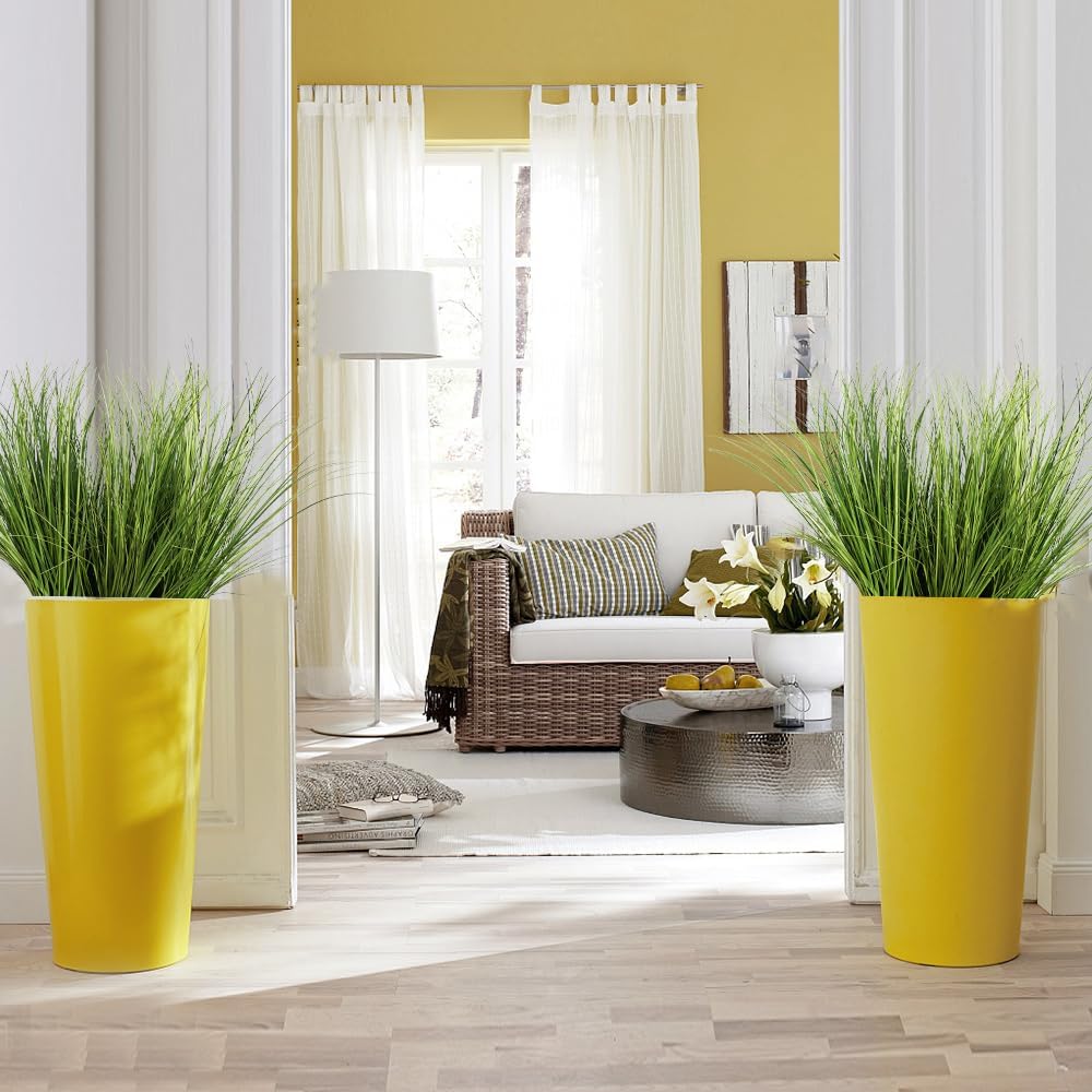 Melorca&Guilla Artificial Plants 6PCS 21.5“ Fake Tall Onion Grass,Faux Grass Plant,Artificial Greenery Shrubs Bushes for Garden Porch Window Box Shop Office Home Décor