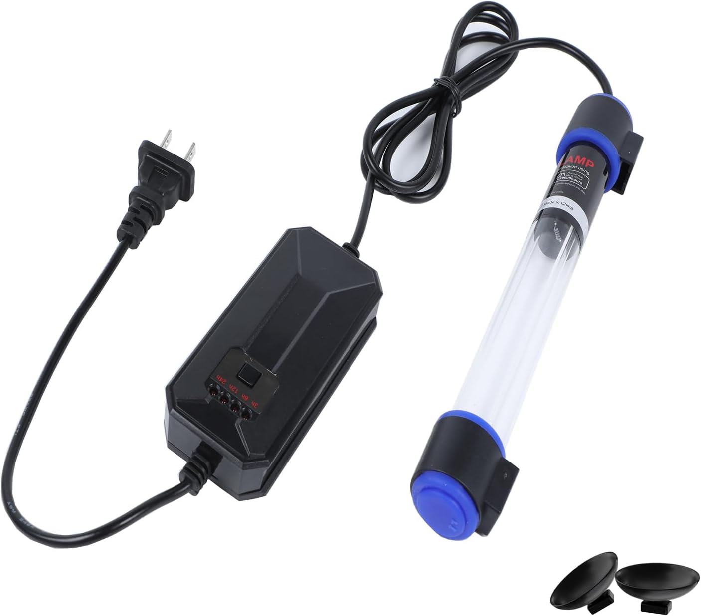 UV-C Aquarium Clean Light with Timer, Mini 3W 5W 7W 9W 11W Submersible Algae Clean Light Water Green Clean Fish Tank Water Clean Lamp for Sump Pond Filter Tank (9W Timer)