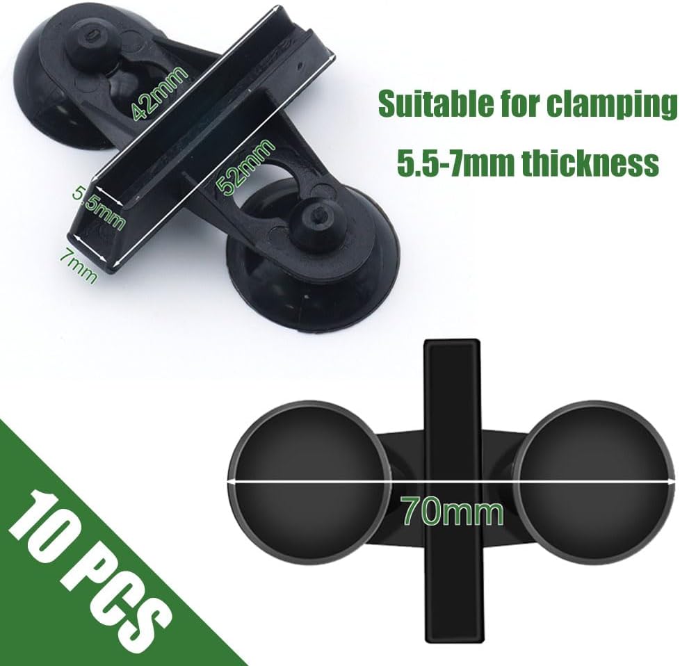 LINLAN 10 Pieces Aquarium Divider Suction Cup Clips, Glass Fixing Clips, Plastic Mesh Board Isolation Holders for Fish Tank (Black)
