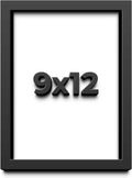 9x12 Shadow Box Frame Black | 1 Inch Deep Solid Wood Shadowbox Display Frame | UV Resistant Acrylic Plexiglass, Acid Free Backing, and Hanging Hardware | Dugan Picture Frame Style