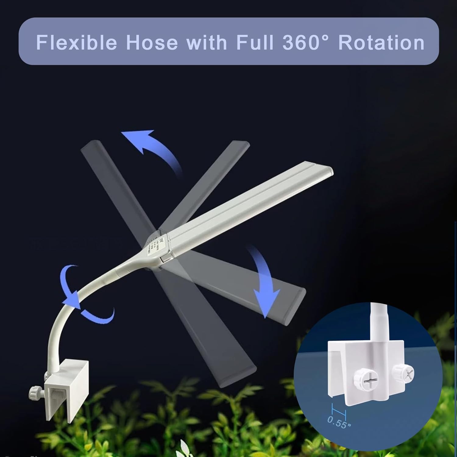 Led Aquarium Light Clip on Fish Tank Light Full Spectrum Plants Lights with Timer Auto On Off, 3 Colors Mode, 360° Adjustable 2 Light Bar, Aquarium Lamp Suitable for 20-75 Gal Fish Tank
