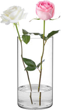 SUREAM Vases for Centerpieces, 7.8 Inch Tall Flower Vase, Plastic Vases for Flowers, Clear Cylinder Wide Vase for Wedding Centerpieces, Home Decorations, Office Organization, Candle Holders