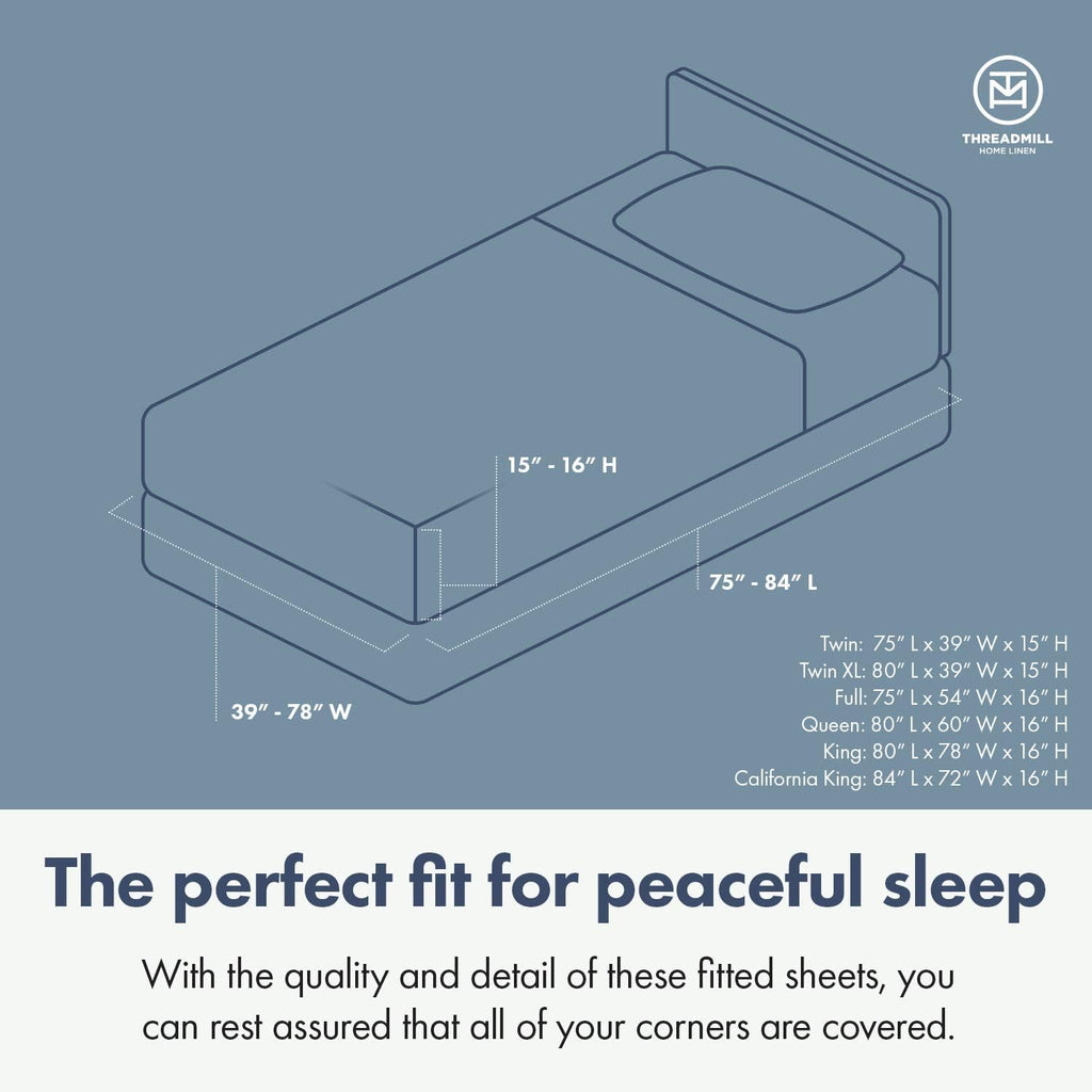 Threadmill 100% Cotton Sheets for King Size Bed - 600 Thread Count King Bed Sheets Set with 16” Deep Pocket - Damask Stripe Sateen Weave 4-Piece Bedding Set with Cooling Effect, Moonrock Grey