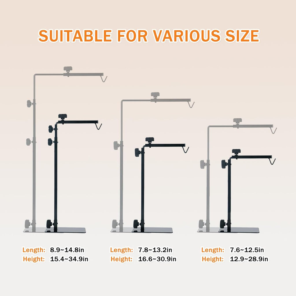 Reptile Lamp Stand, Adjustable 15-35 Inch Floor Light Holder for Heat Lamp & Dome, Metal Bracket for Terrarium Lighting & Heating.