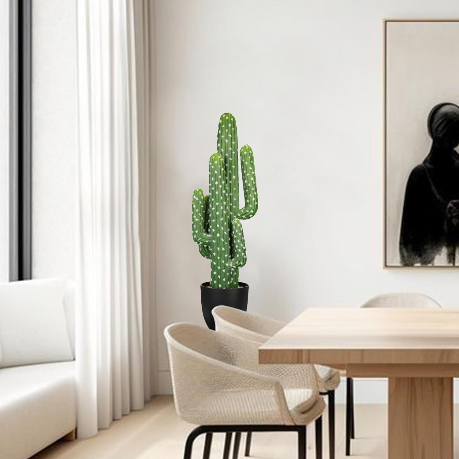 DILATATA Tall Fake Cactus Plant 28 inch Large Artificial Cactus Tree 'Saguaro Cactus' Faux Cactus Desert Plants Big Fake Cacti for Home Garden Office Decor