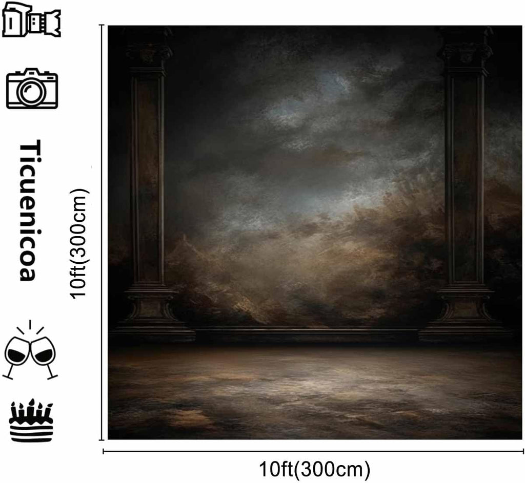 10x10ftDark Vintage Photography Backdrops Portrait Photo Backdrop Wedding Bridal Show Birthday Background for Studio Props