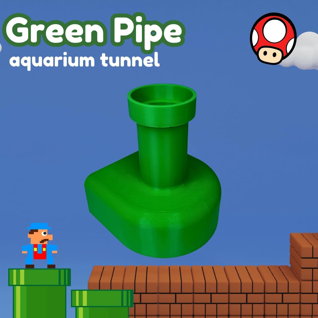 Chatelet REEFSHAPE Pipe Design Aquarium Viewing Tunnel | Underground Fish & Shrimp Corner Hideout with Pipe Entrance | Made in USA (Green, Single Pipe)