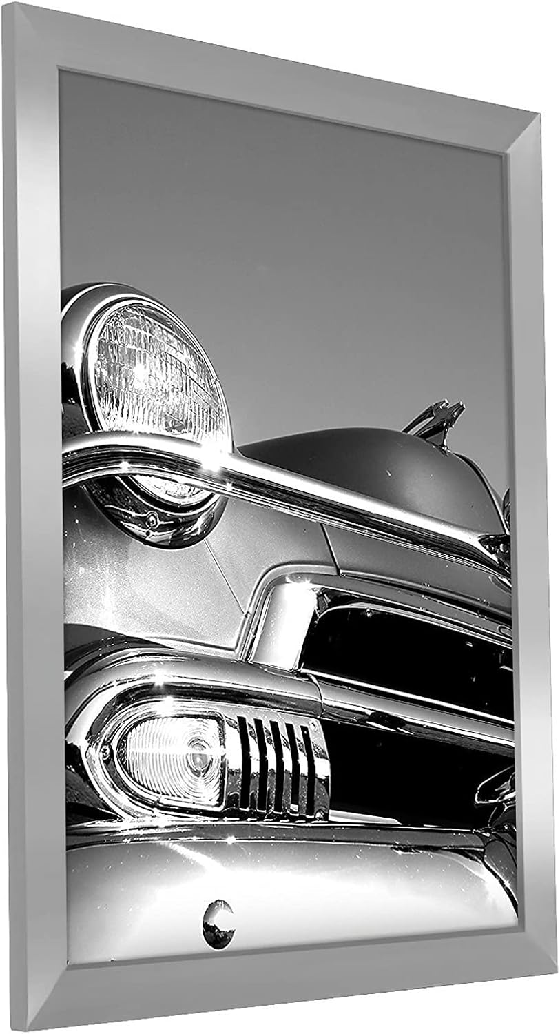 Americanflat 18x24 Poster Frame with Polished Plexiglass - Silver Picture Frame - Wide Photo Frames Made of Engineered Wood for Vertical or Horizontal Wall Display - Epic Collection - Silver