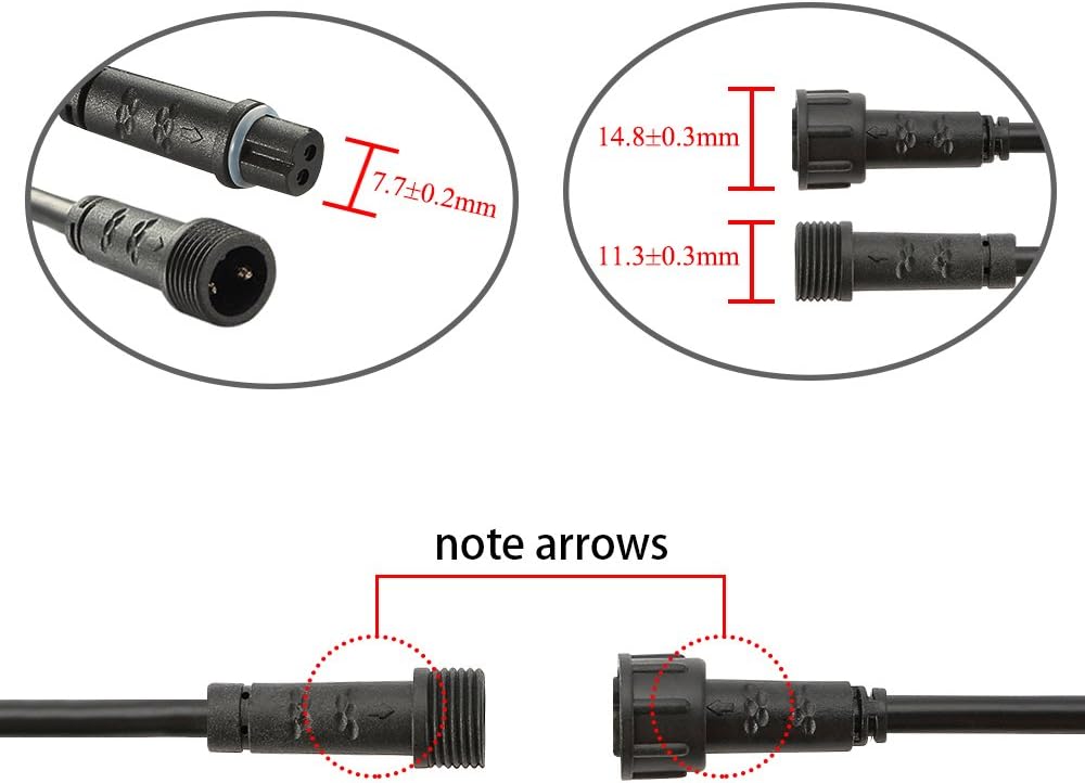 Pack of 5, FVTLED 3m 9.84ft 2Pin Extension Cable Wire with Male and Female Connectors at Both Ends Only for FVTLED Single Color LED Deck Light