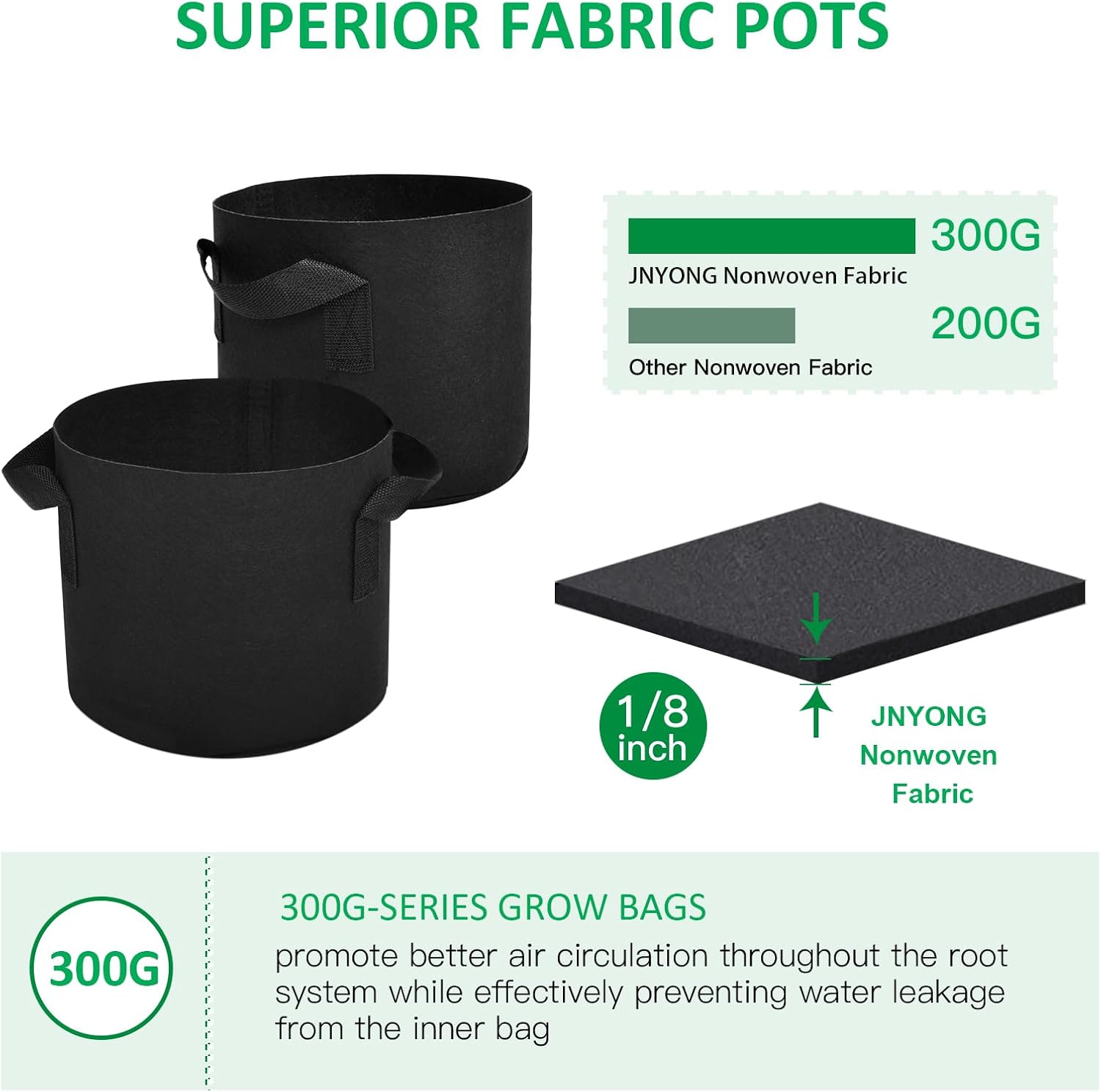 24-Pack 7 Gallon Thickened Non-Woven Grow Bags, Aeration Fabric Pots with Handles