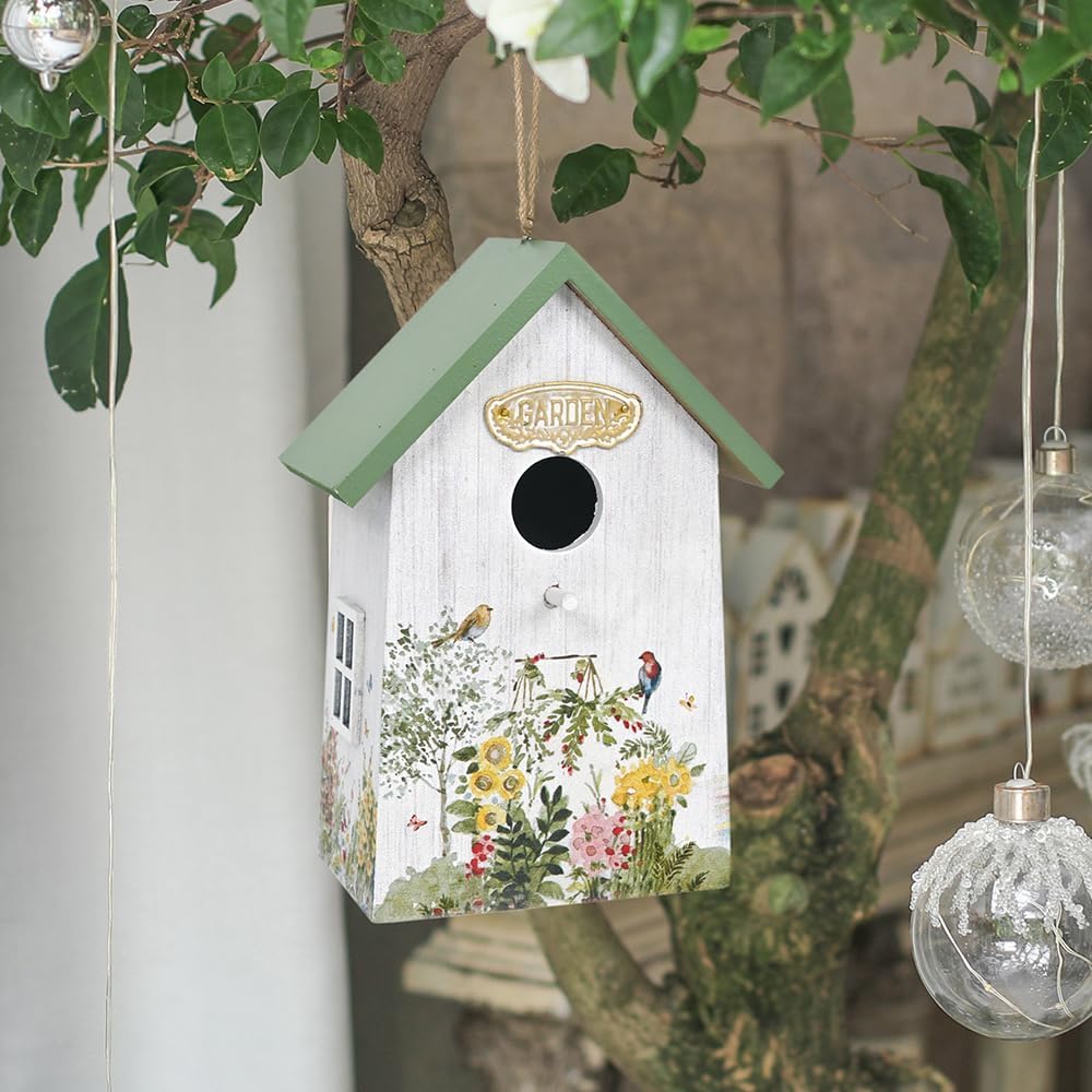 Wooden Humming Bird Houses for Outside Hanging Birdhouses for Outdoors Unique Bird Nest for Hummingbird, Bluebird, Wren, Chickadee, Sparrow, Decorative Garden Bird House for Bird Lover