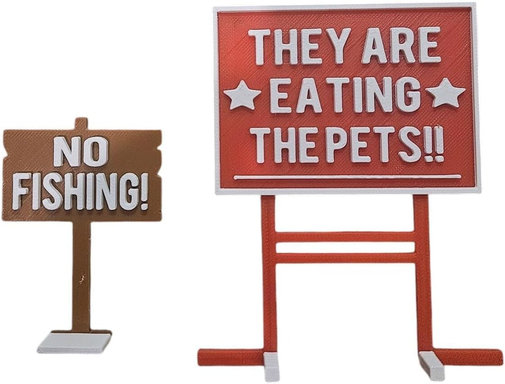 Aquarium Decor They are Eating The Pets + No Fishing Decor for Fish Tank or Betta Fish Tank Trump Themed