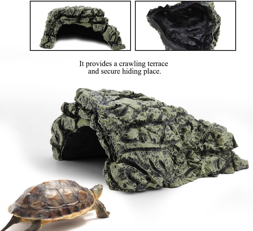 DEWIN Aquarium Large Cave - Reptile Hiding Spot, Fish Turtles Basking Hide Decoration Ornament for Home Office (Large)