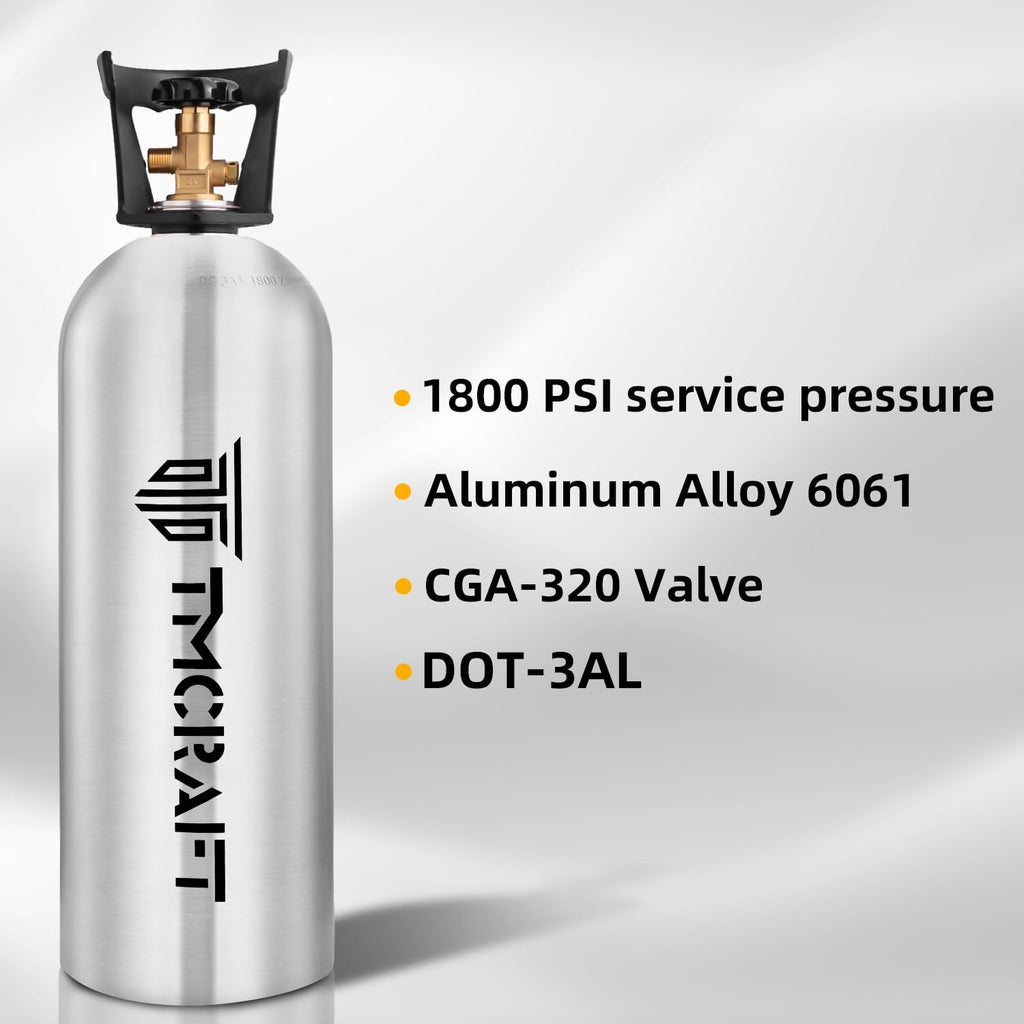 TMCRAFT 20lb CO2 Tank, High Strength Aluminum Alloy Cylinder with CGA-320 Valve, DOT Approved Cylinder for Kegerator kit and Draft Beer Dispensing