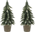 Mini Artificial Pine Trees in Decorative Pots, 2 Pack M Size Small Christmas Tree, Green Holiday Tabletop Christmas Trees Christmas Decorations for Bedroom Xmas Gifts (M)