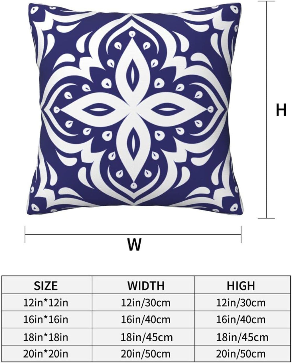 Navy Blue & White Floral Throw Pillowcases Set of 2 All-Season Soft Pillow Covers with Hidden Zipper,Durable for Sofa Bed Car Decor & Gift 18x18Inch