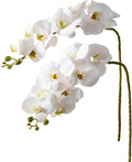 2Pcs White Orchids Artificial Flowers 38" Long Stem Fake Orchid,Real Touch Latex Faux Phalaenopsis with 9 Large Orchids for Home Décor Centerpiece Arrangements