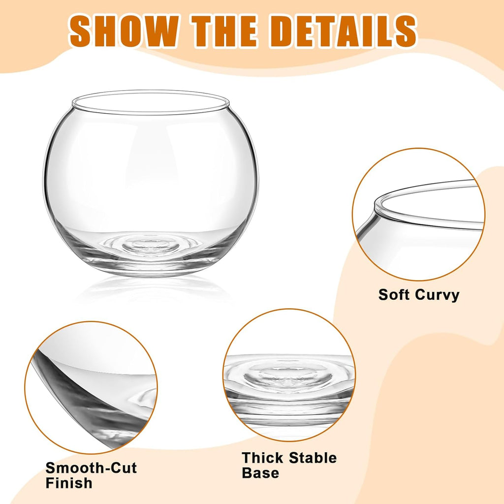 Zopeal 12 Pcs Fish Bowl Vase Glass Bubble Bowl Globe Glass Clear Bubble Vase Round Terrarium Goldfish Flower Centerpiece for Wedding Event Arrangement Office Home (3.5" h X 3.94" w)