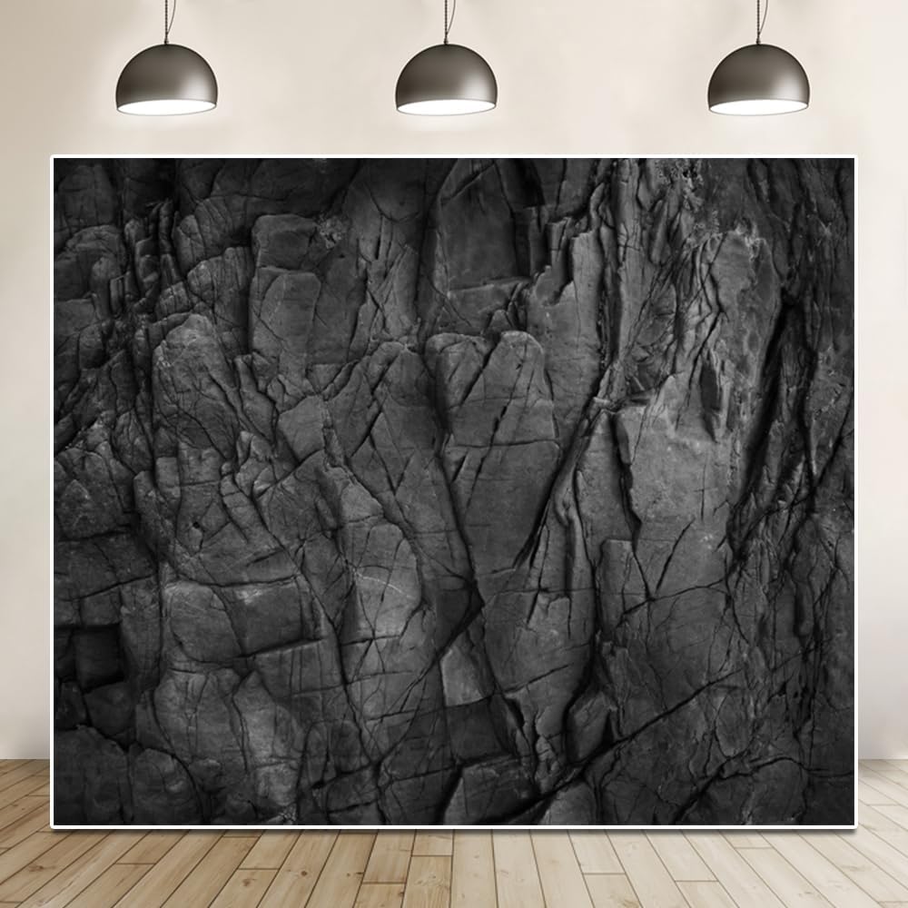 Black Stone Brick Wall Backdrop 10x8ft Vintage Stone Brick Photography Backdrop Baby Shower Birthday Party Theme Background Kids Adults Portrait Photo Backdrop Decoration Photo Booth Studio Prop
