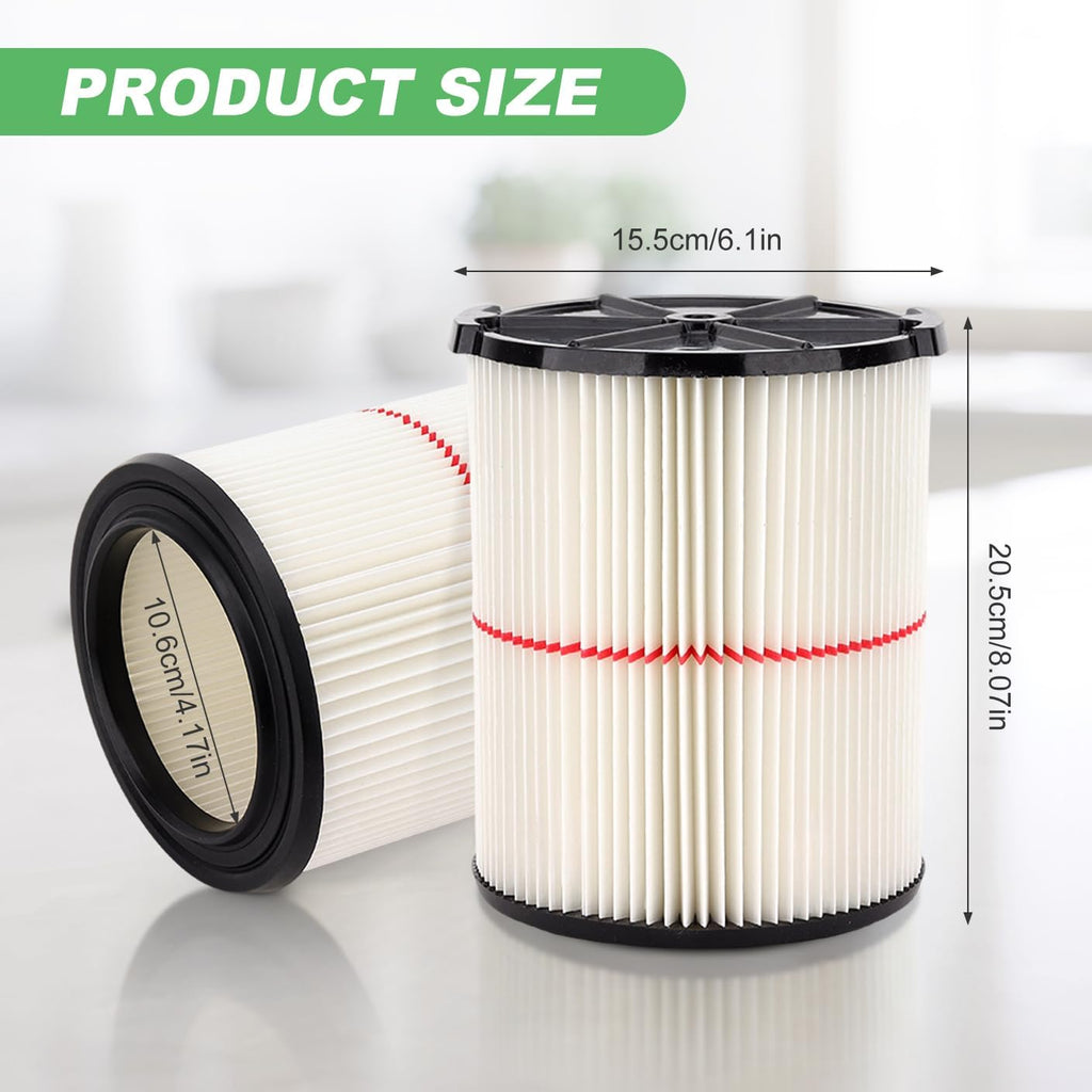 38754 Replacement Vacuum Filter Compatible with Craftsman CMXZVBE38754 Wet/Dry Vac Filter for 5 to 20 Gallon shop vacuums, General Purpose Dust Filter(9-38754)