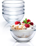 NUTRIUPS 5 Inch Mini Glass Bowls Set of 6, Tempered Glass Snack Bowls for Kitchen Microwave and Oven Safe