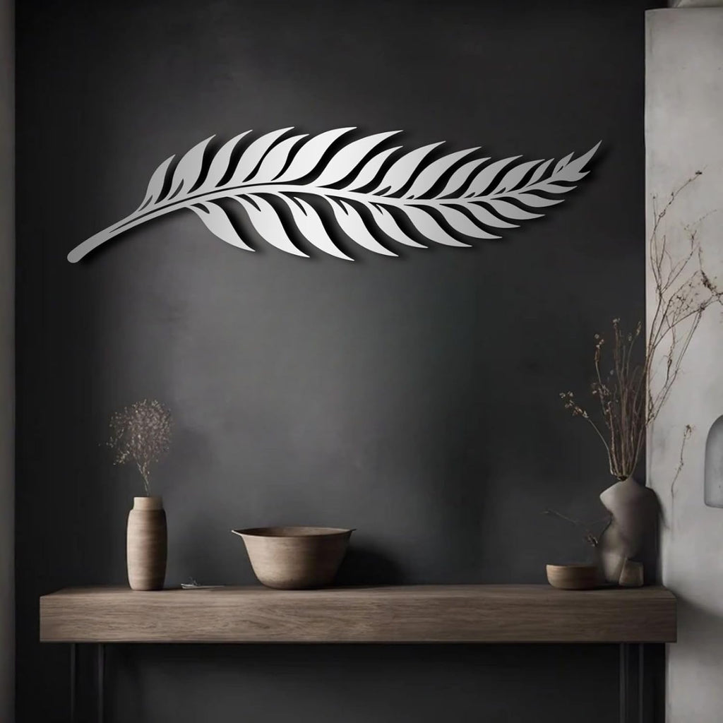ENJOYOO Metal Leaf Wall Art, Metal Leaf Decor, Branch Wall Decor, Tree Branch Wall Decor, Wall Branch Decor for Living Room, Bedroom, Garden (Black, 19×5in/47×12cm, metal wall art)