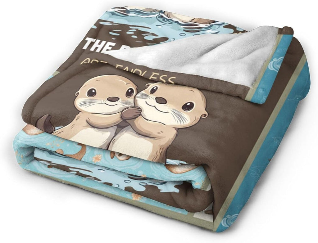 Otters Blanket Otter Throw Blanket Flannel Stuff Merch Cozy Decor Fleece Plush Fuzzy Warm Soft Lightweight Bedding Gifts for Lover Girls Women Men Boy Couch Sofa 50"X40"