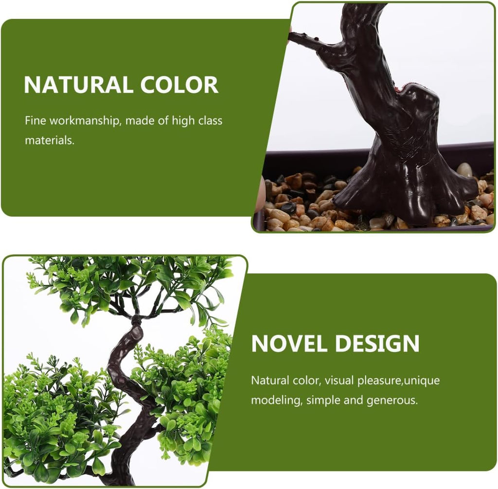 Cabilock Artificial Bonsai Tree, Fake Potted Bonsai Plants Decoration, Simulation Faux Plants Decor, Desktop Realistic Welcoming Pine Ornament for Home Office Entryway Chests Decor, Green