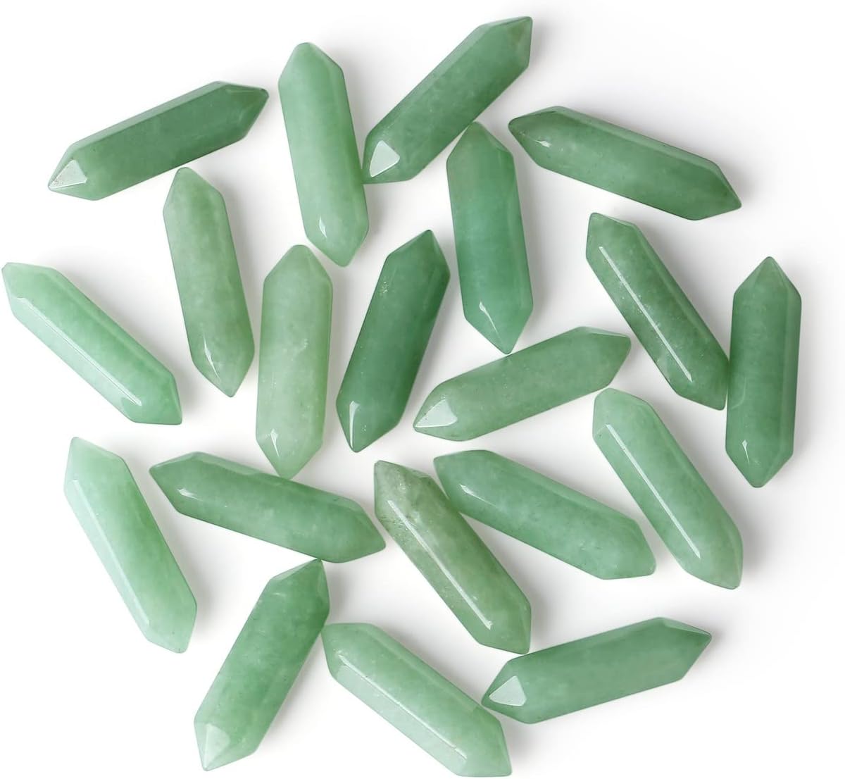 ZHIYUXI Green Aventurine Crystal Healing Crystals Aventurine Crystals Green Crystal Stones and Crystals Gemstone Polished Energy Reiki Healing Stone Crystal Wand Decor Gifts 10 Pcs