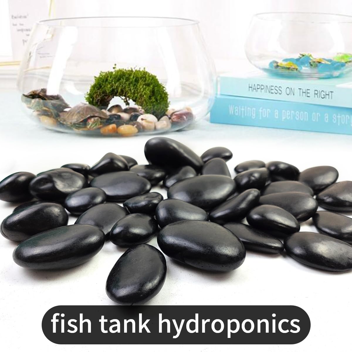 Natural Black River Rocks - 2-3 inch 5LB High Polished Decorative Pebbles, Black Stones for Landscaping, Natural River Rocks for Outdoor Décor, Polished Pebbles for Plants.