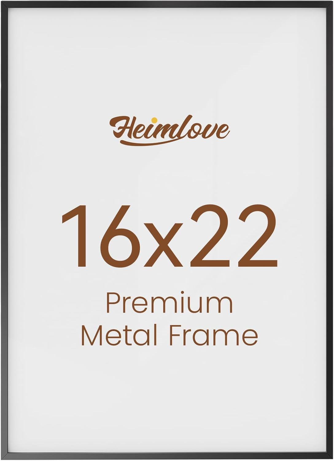 Heimlove 16x22 Metal Picture Frame,Black Aluminum Wall Gallery Poster Puzzles Artwork frames-Real Tempered Glass,Mounting Horizontally or Vertically Decor for Wall-1Pack