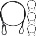 4Pack Black Chain Hanging Safety Cables with Hook Truss Clamps for Lights, Stainless Steel Lanyard Stage Lights Safety Chains, Security Cable with Loops（Diameter 4mm/0.16'',Length 85cm/34'',Load 60lb