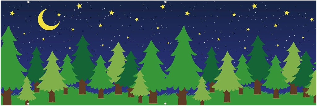 10 x 30 ft Enchanted Forest Camping Backdrop Forest Night Scene Camping Background Supplies Photography Background for Theme Party Photo Banner Decoration