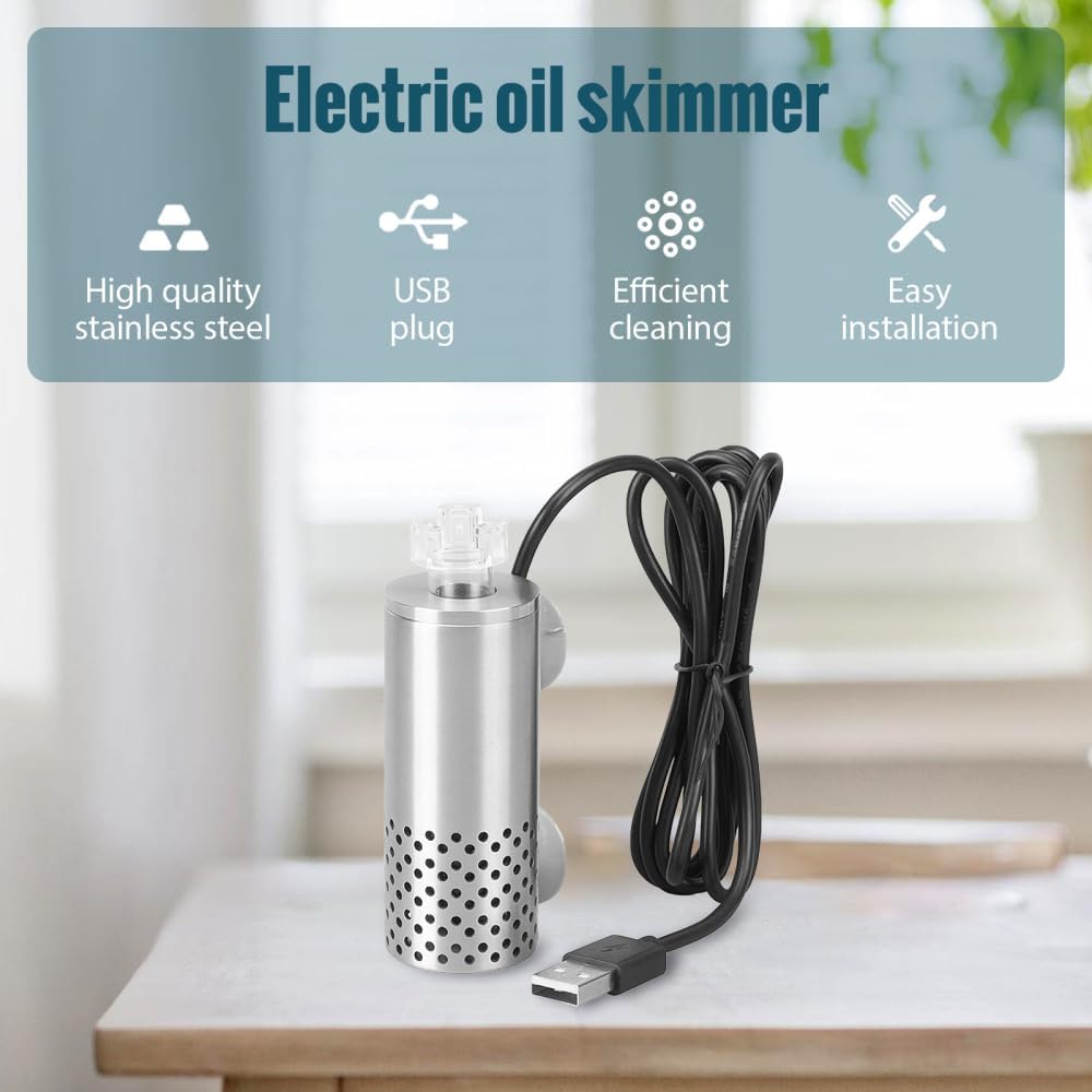 MiOYOOW Mini Aquarium Surface Skimmer, Suction Cup Auto Fish Tank Removal Tool Compact Internal Tank Strainer for Remove Film and Oil from Water