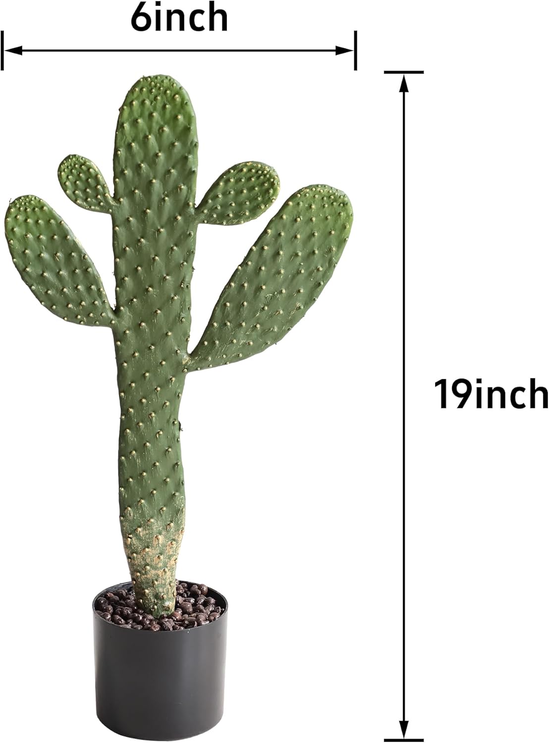 Artificial Cactus Potted Plant Faux Cacti 19 Inch Cactus Plant with Black Planter for Home Garden Office Decor Indoor Outdoor