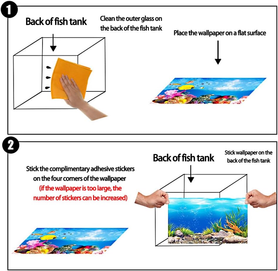 YUANGUANGUANDouble Sided Fish Tank Background 12 x 20 Inches for Fish Tanks Aquarium Backgrounds Decorative Poster Paper Sticker Waterproof Fish Tank Wallpaper